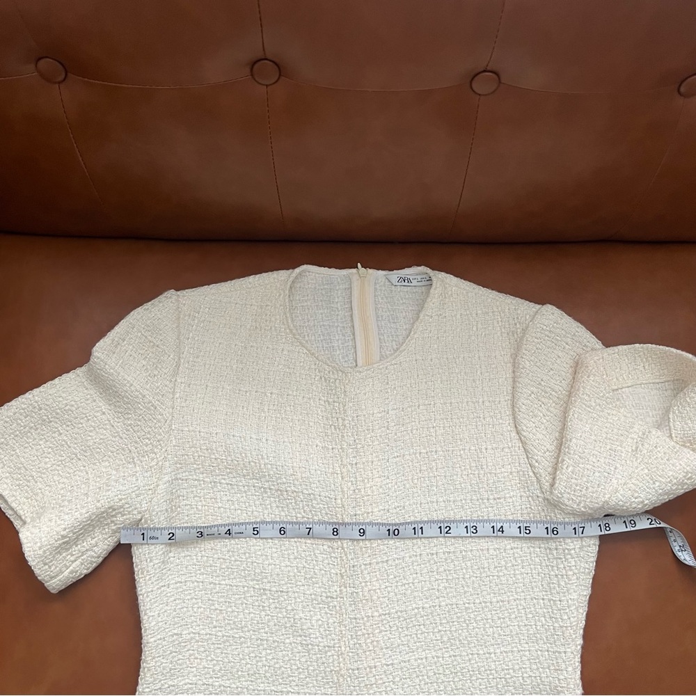 Zara L Maxi Off White Ivory Textured Weave Tweed Fringe Dress Blogger favorite - Picture 10 of 16